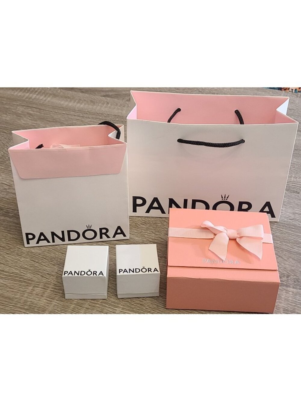 PANDORA Gift Bags & Boxes Pink Ribbon Rings Charms Lot of 5 Jewelry Packaging